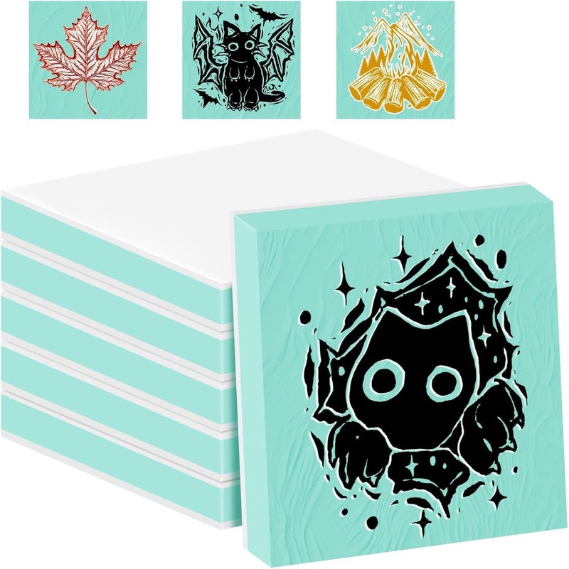 Oopsu 6pcs 2"x2" Rubber Carving Blocks, Linoleum Block Stamp Making Kit for Beginners - DIY Stamp Making, Printmaking Crafts (White & Green) - Image 2